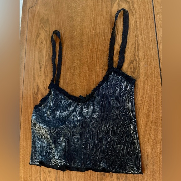 Vintage fairycore whimsigoth Pleated Camisole – Black Metallic Top Y2K Small - Picture 3 of 9